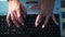 Female hands typing on the laptop, top view. Keyboard typing by hand. Office work.