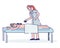 Female having hot stone massage. Cartoon woman lying relaxed on massage table