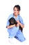 Female Healthcare Worker with Dog