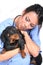 Female Healthcare Worker with Dog