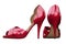 Female high heels shoes, red color, stiletto, 3d illustration, glamour