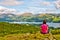 Female hiker overlooking Lake Windermere