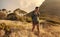 Female hiking alone in nature