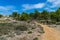 Female hiking in the mountains of Tramuntana, Mallorca, Baleares, Spain