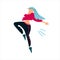 Female hip hop dancer. Woman doing body shaping exercises. Vector illustration in flat style