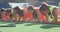 Female hockey players warming up on the field