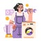 Female home master. House appliances maintenance and repair