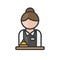 Female hotel receptionist avatar. Woman with uniform and bell character. Profile user, person. People icon. Vector illustration