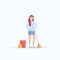 Female housewife holding broom woman cleaner sweeping floor cleaning service housekeeping concept full length flat white