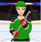 Female ice hockey player with an ice hockey stick