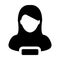 Female icon vector remove user person profile avatar with minus symbol in flat color glyph pictogram