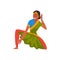 Female Indian Dancer in Traditional Clothes, Beautiful Smiling Woman Performing Folk Dance Vector Illustration