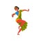 Female Indian Dancer in Traditional Clothes, Young Smiling Woman Performing Folk Dance Vector Illustration