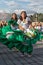 Female indigenous street dancers in Ibarra Ecuador