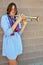 Female jazz trumpet player.