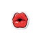 Female kissing mouth with glossy red makeup cartoon pop art style