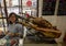 Female Korean tourist in a historic tapas restaurant, La Pineda Fiabres, established in 1930 in Barcelona, Spain.