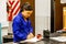 Female lab technician testing product samples in a rubber factory