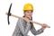 Female laborer posing with axe