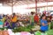 Female laborers at work at the vegetables market,Vientiane,Laos