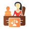 Female lawyer flat icon. Woman at the desk color icons in trendy flat style. Girl lawyer gradient style design, designed