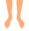 Female legs barefoot, side view. Graceful bare female feet. Vector isolated illustration on white background