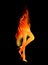 Female legs among fire flames vector
