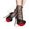 Female legs in stylish shoes with heels and lace socks. Fashion and style, clothing and accessories. Footwear. Vector illustration