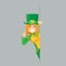 Female leprechaun gnome pointing finger up looking out corner saint patrick celebration clover flat design vector