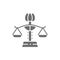 Female libra, gender equality, lady justice grey icon.