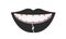 Female lips with black lipstick and piercings. Cartoon vector icon isolated on white background female lips.