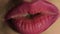 Female lips close up. Red color