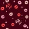 Female lips lipstick kiss seamless pattern cosmetics and love background illustration vector. hand drawing. kiss me