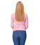 Female Long blonde hair, rear view