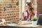 Female Long-hair Architect Drinking Coffee