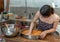 Female Making Cig Kofte in the Kitchen