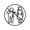 Female and male avatar coughing with forbidden symbol line style icon vector design