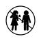 Female and male avatar coughing with forbidden symbol silhouette