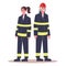 Female and male firefighter. Fireman and firewoman in uniform