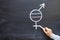 The female and male gender symbol is equal. concept of gender equality