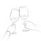 Female and male hand hold glasses clinking. The concept of celebration, happiness and fun. For design, banquets, weddings