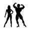 Female and male silhouettes athletes. A pair of athletes. Poses