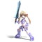 Female manga paladin with huge sword. 3D