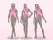 Female mannequins with breast cancer ribbon