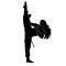 Female martial art silhouette on white background