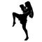 Female martial art silhouette on white background