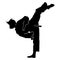 Female martial art silhouette on white background