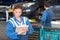 Female mechanic during a MOT test