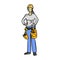 Female mechanic or plumber handyman vector illustration sketch h