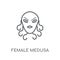 female Medusa linear icon. Modern outline female Medusa logo con